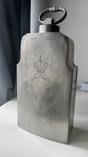 Antike zinn schraubflasche - zinn,