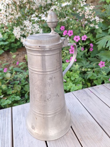 Große biedermeier zinnkanne - ,