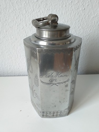 Zinn schraubkanne verziert - zinn,